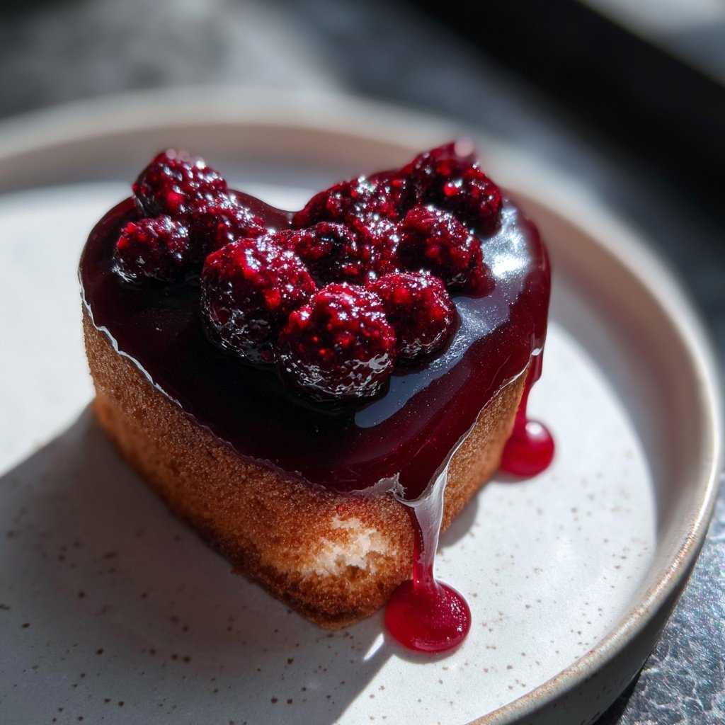 Mini Heart Cake with Berry Glaze