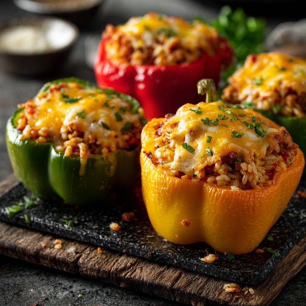Ground Turkey And Rice Stuffed Peppers