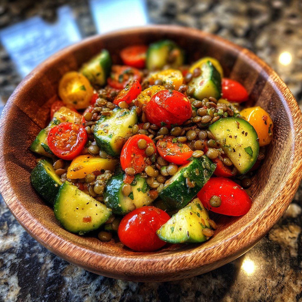 Healthy Lunch Lentil Salad with Lemon