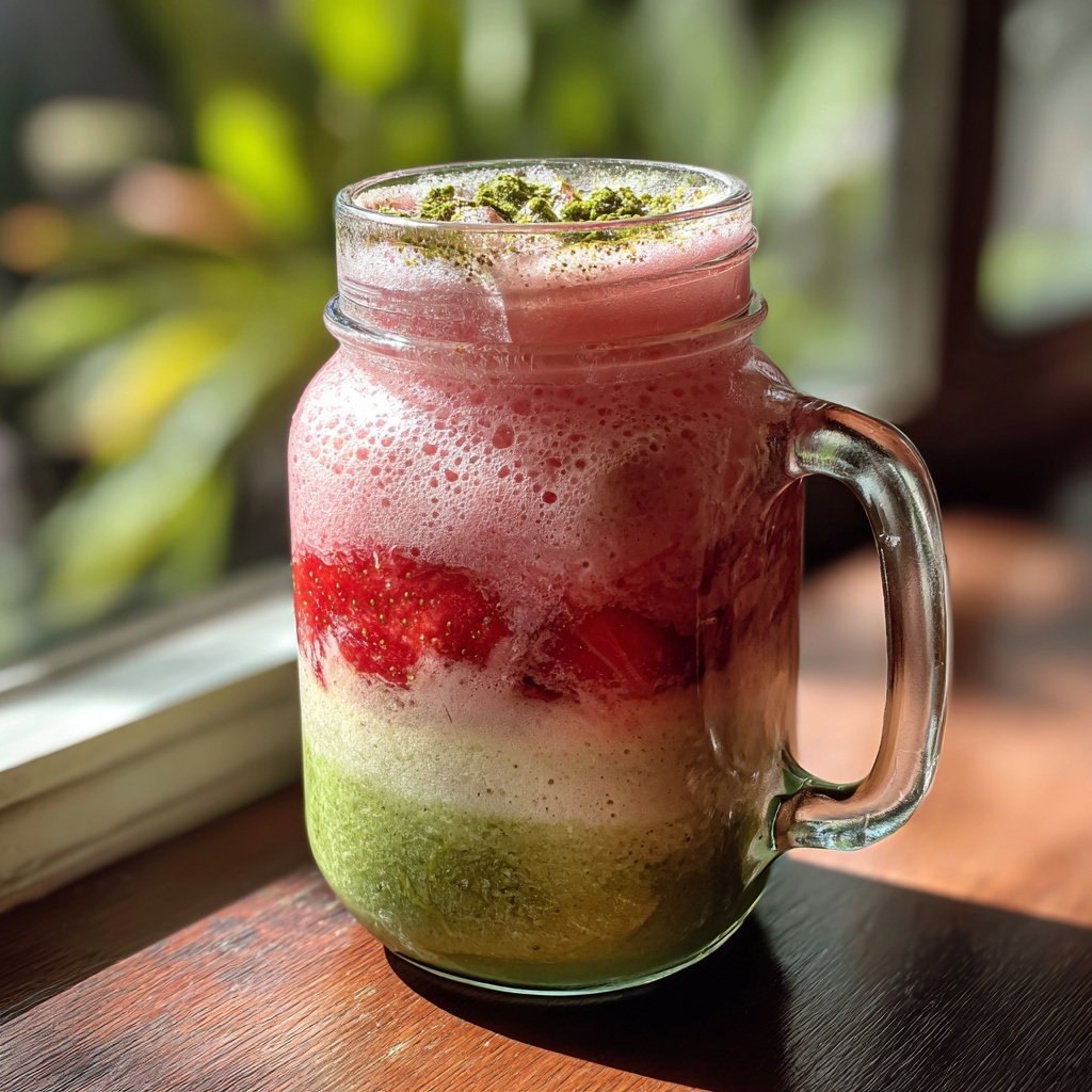 Homemade Strawberry Matcha Drink