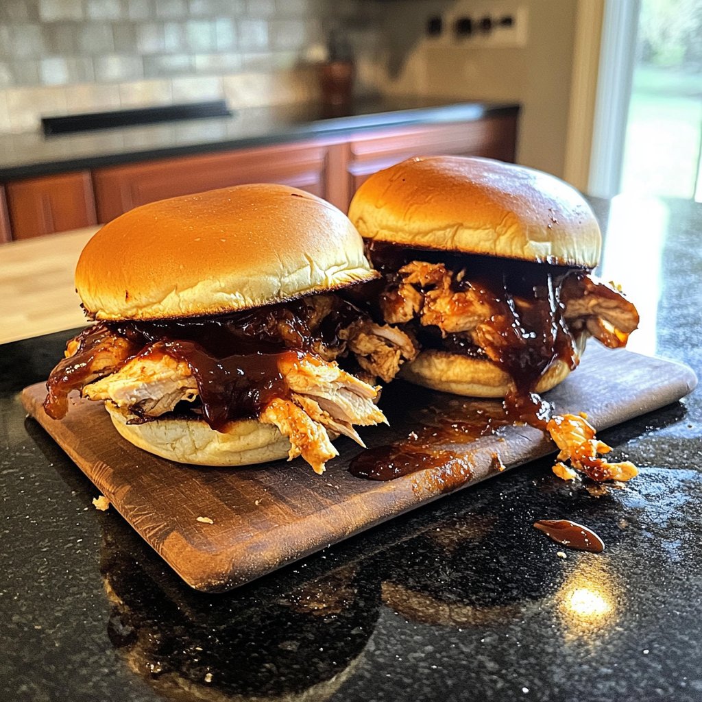 Spicy Crockpot BBQ Chicken Sandwiches